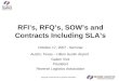 RFIâ€™s, RFQâ€™s, SOWâ€™s and Contracts Including SLAâ€™s