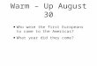 Warm – Up August 30