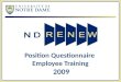 Position Questionnaire  Employee Training  2009