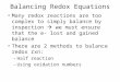 Balancing  Redox  Equations