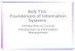 BUS  710:  Foundations of Information Systems
