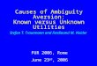 Causes of Ambiguity Aversion: Known versus Unknown Utilities