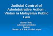 Judicial Control of Administrative Action : Vistas in Malaysian Public Law