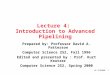 Lecture 4:  Introduction to Advanced Pipelining