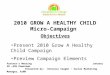 Objectives Present 2010 Grow A Healthy Child Campaign Preview Campaign Elements