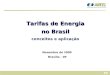 Tarifas de Energia no Brasil conceitos e aplicação