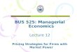BUS 525: Managerial Economics Lecture 12 Pricing Strategies for Firms with Market Power