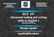 ELT   117 Advanced reading and writing skills in English  1 201 2 -201 3 Fall Term