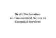 Draft Declaration  on Guaranteed Access to Essential Services