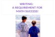 Writing:   A requirement for Math Success!