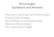 Percentages  Questions and Answers