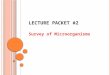 LECTURE PACKET #2 Survey  of Microorganisms