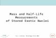 Mass and Half-Life  Measurements  of Stored Exotic Nuclei