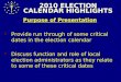 2010 ELECTION CALENDAR HIGHLIGHTS