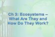 Ch 3: Ecosystems –  What Are They and  How Do They Work?