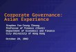 Corporate Governance: Asian Experience