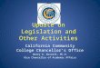 Update on Legislation and Other Activities