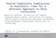 Health Complaints Commissions in Australia: Time for a National Approach to Data Collection