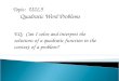 Topic:   U2L5       Quadratic Word Problems