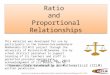 Ratio  and  Proportional Relationships