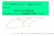 A numerical Approach toward       Approximate Algebraic Computatition