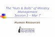 The “Nuts & Bolts” of Ministry Management Session 5 – Mar 7