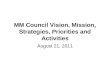 MM Council Vision, Mission, Strategies, Priorities and Activities