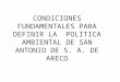 CONDICIONES FUNDAMENTALES PARA DEFINIR LA  POLITICA AMBIENTAL DE SAN ANTONIO DE S. A. DE ARECO