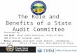 The Role and Benefits of a State Audit  Committee