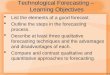 Technological Forecasting –  Learning Objectives