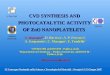 CVD SYNTHESIS AND PHOTOCATALYTIC ACTIVITY OF ZnO NANOPLATELETS