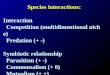 Species interactions: Interaction                      Competition (multidimentional niche)