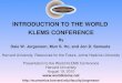 INTRODUCTION TO THE WORLD  KLEMS CONFERENCE