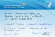 Beacon Community Program Status Update to the Health IT Policy Committee