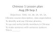 Chinese 1 Lesson plan  Aug.28-Sep.1