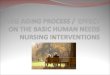 THE AGING PROCESS /  EFFECT ON THE BASIC HUMAN NEEDS NURSING INTERVENTIONS