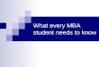 What every MBA student needs to know