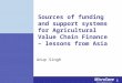 Sources of funding and support systems for Agricultural Value Chain Finance – lessons from Asia