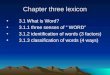 Chapter three lexicon