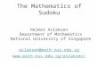 The Mathematics of Sudoku