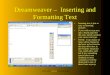 Dreamweaver –  Inserting and Formatting Text