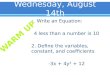 Wednesday, August 14th