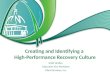 Creating and Identifying a  High-Performance Recovery Culture