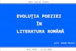 EVOLUŢIA POEZIEI  ÎN  LITERATURA ROMÂNĂ
