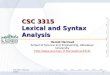 CSC 3315 Lexical and Syntax Analysis