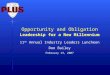 Opportunity and Obligation Leadership for a New Millennium