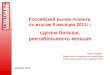 Российский рынок лизинга  по итогам 9 месяцев 2011г.: сделок больше, рентабельность меньше