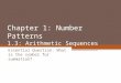 Chapter 1: Number Patterns 1.3: Arithmetic Sequences