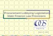 Procurement Lobbying Legislation State Finance Law Provisions
