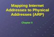Mapping Internet Addresses to Physical Addresses (ARP)